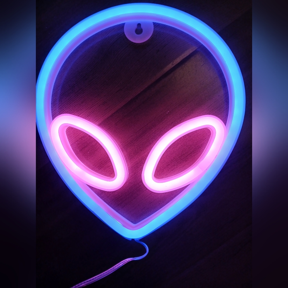 Alien Neon Light Sign - Blue and Pink
